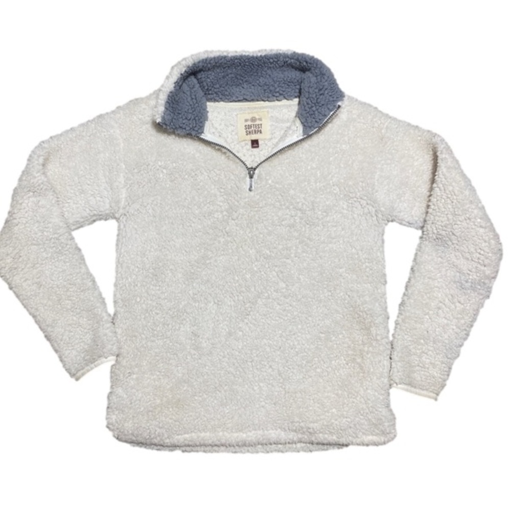 ♥️ SO white quarter zip sherpa long sleeve pullover